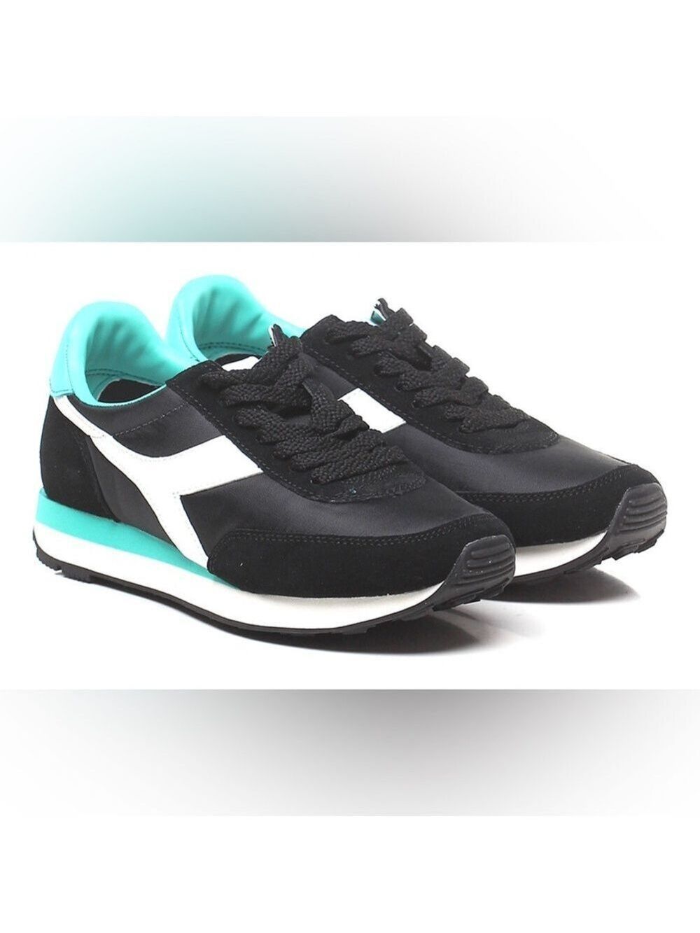 Diadora Black and Teal Athletic Shoes